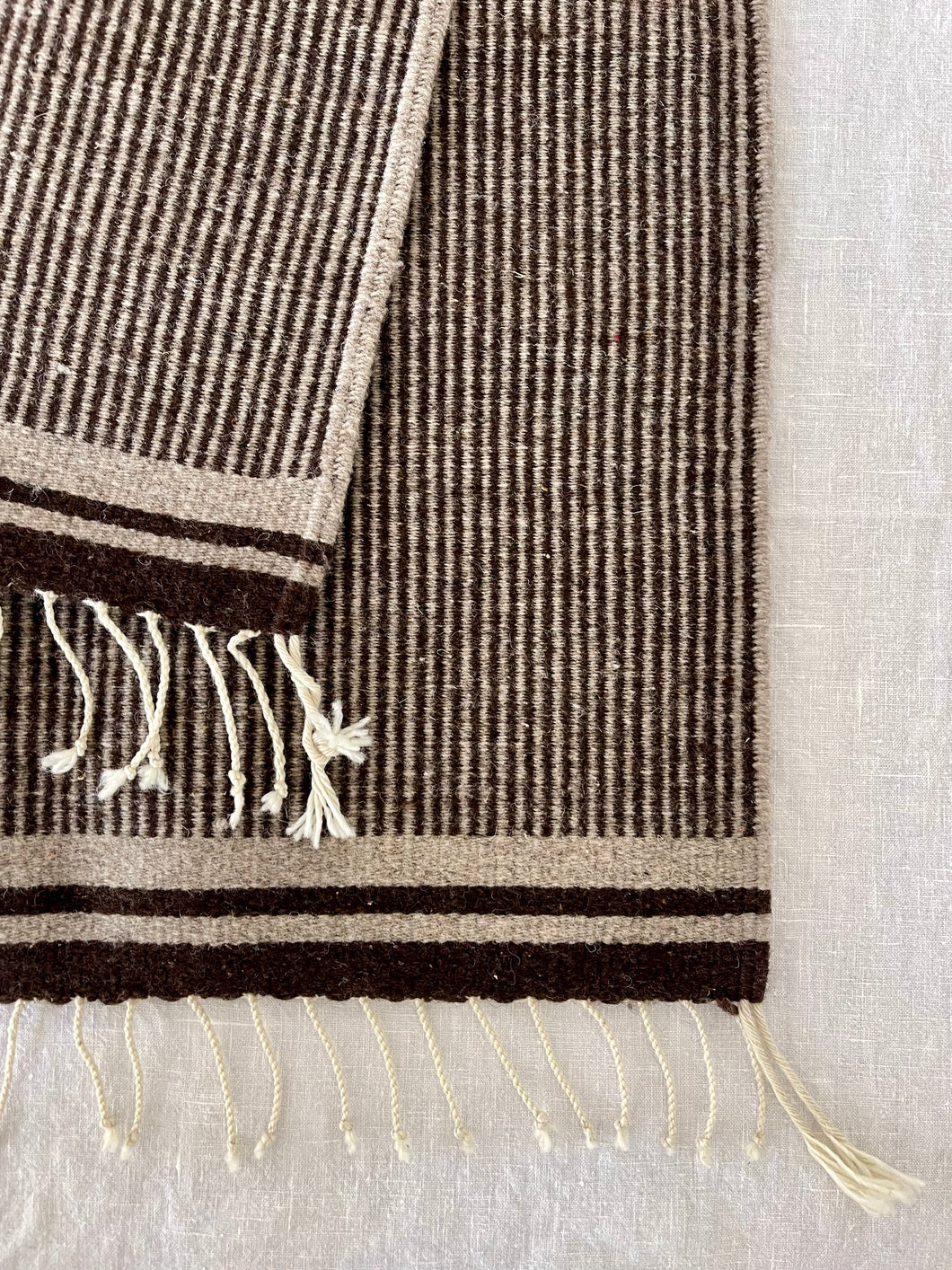 Oaxacan Handmade Wool Runner - Gray and Brown 22.5