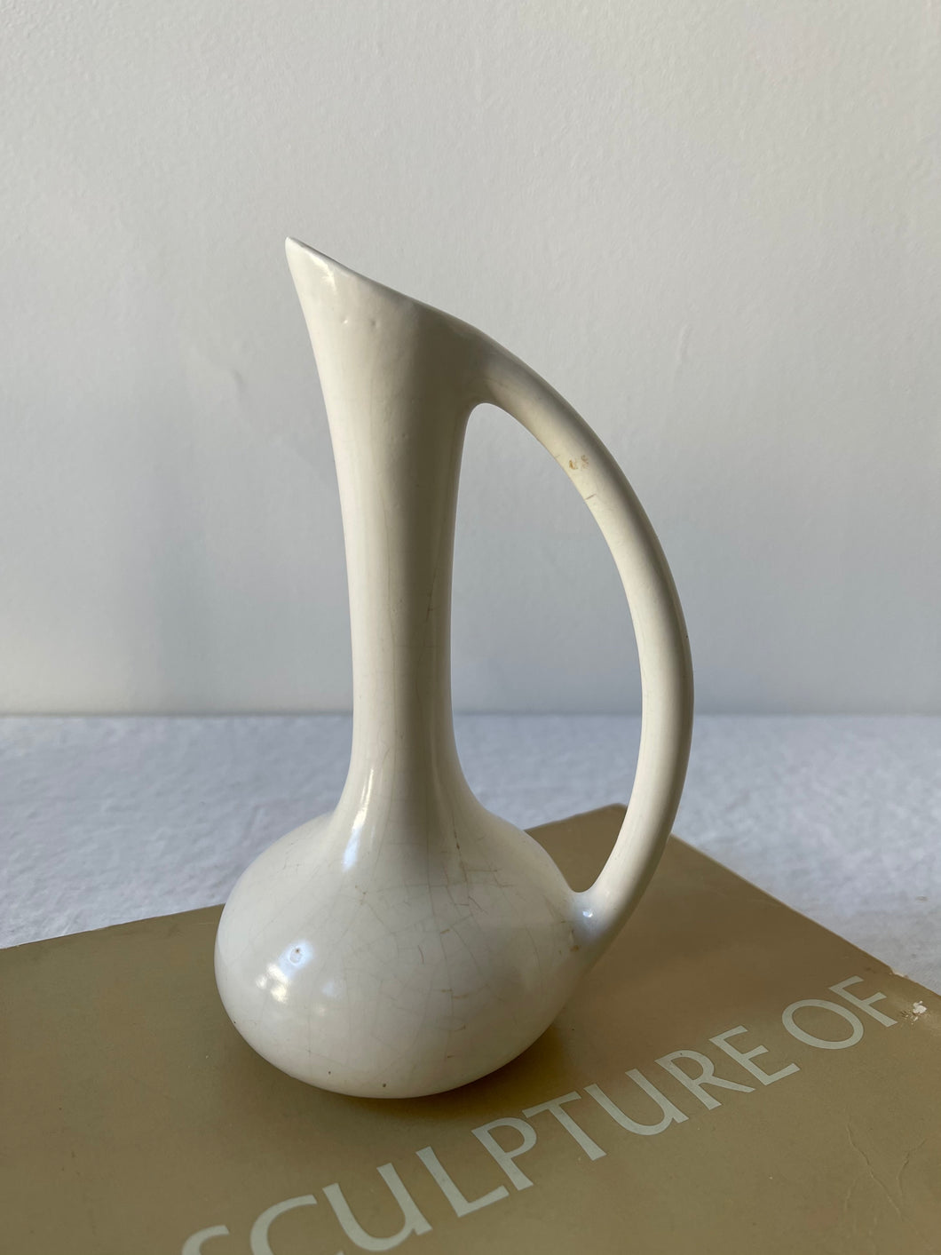 White Ceramic Vase with Handle