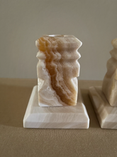 Load image into Gallery viewer, Pair of Carved Marble Candle Holders
