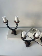 Load image into Gallery viewer, Brutalist Iron Chain Candelabras
