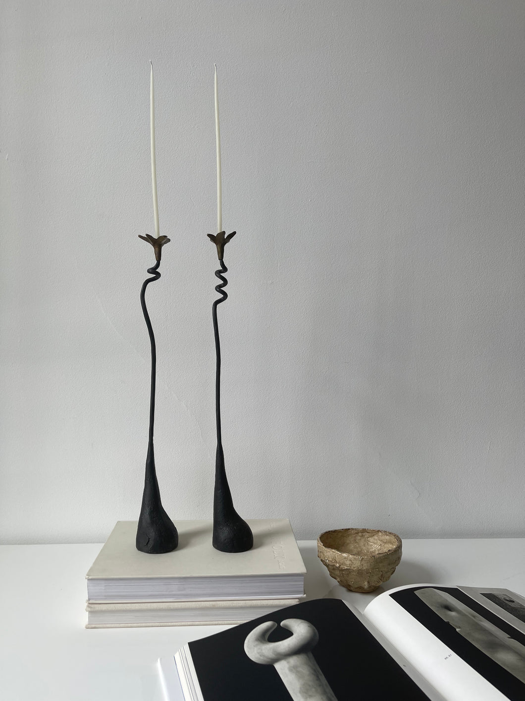 Tall Sculptural Wrought Iron Candle Holders