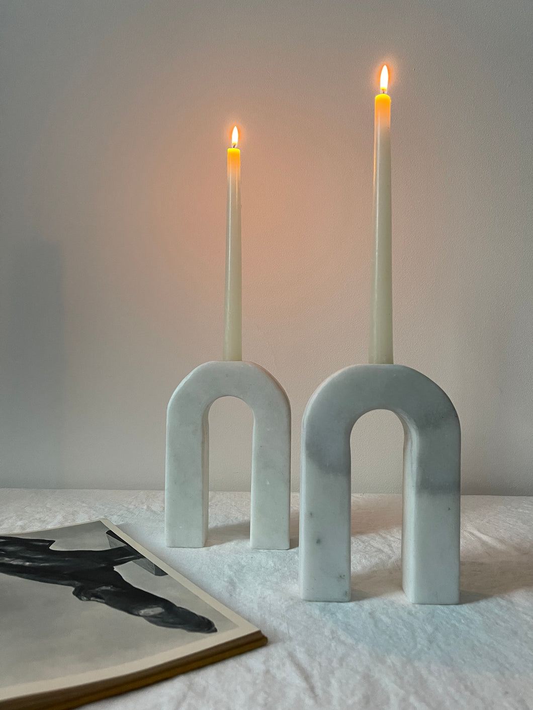 Marble U-Shaped Candle Holders