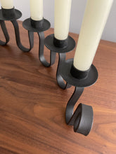 Load image into Gallery viewer, Hand Wrought Iron Wavy Candelabra
