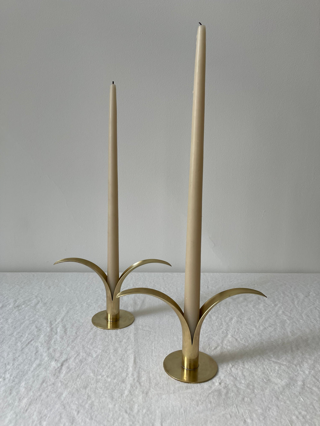 Swedish Brass Lily Candle Holders