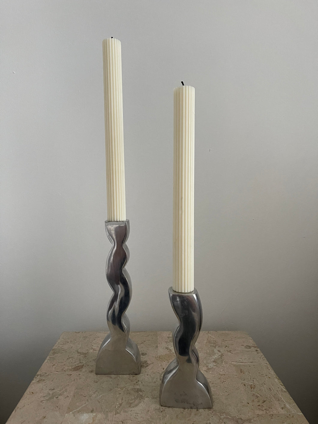 Chrome Wavy Candle Holders