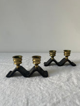 Load image into Gallery viewer, Wavy Brass and Cast Iron Candle Holders

