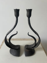 Load image into Gallery viewer, Sculptural Wrought Iron Candlesticks
