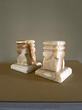 Load image into Gallery viewer, Pair of Carved Marble Candle Holders
