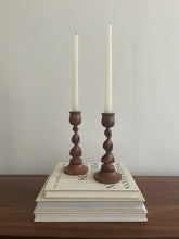 Load image into Gallery viewer, Pair of Wooden Spiral Candle Holders

