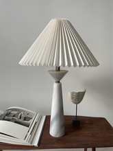 Load image into Gallery viewer, Marble Table Lamp with Pleated Shade
