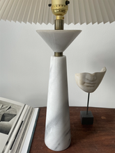 Load image into Gallery viewer, Marble Table Lamp with Pleated Shade
